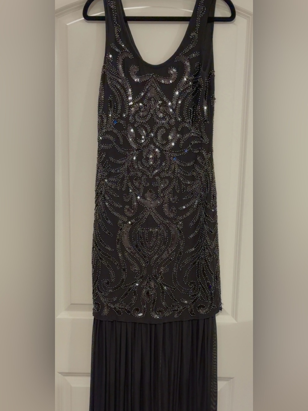 Embellished Black Beaded Evening Dress